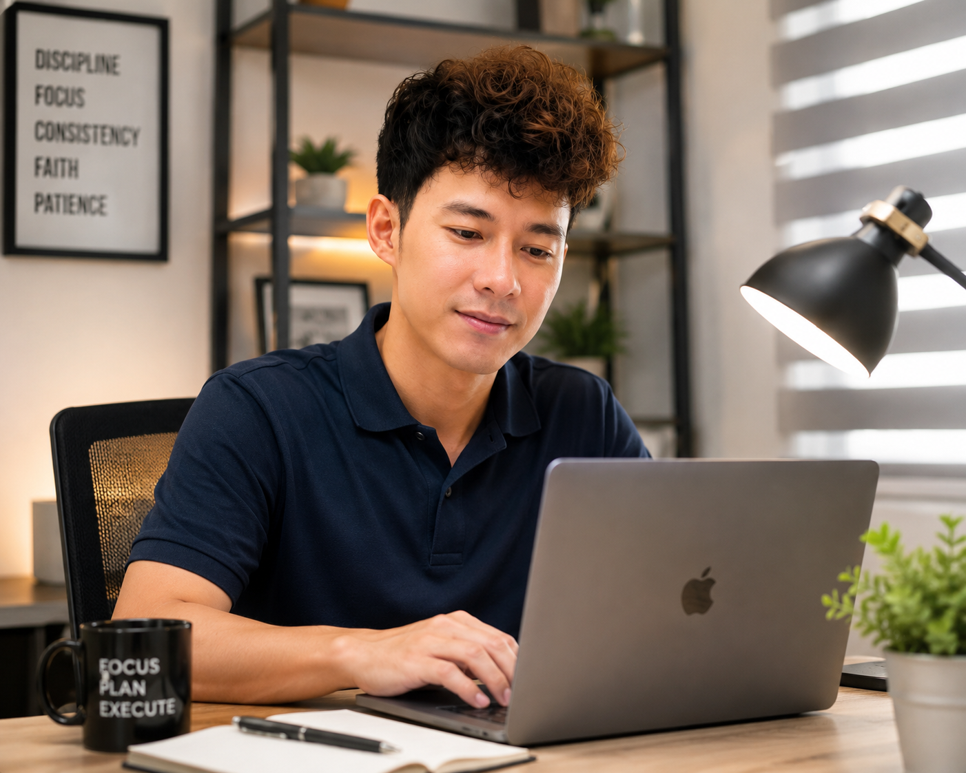 Jet Lee Jaime, Founder of Teambly, working at his desk